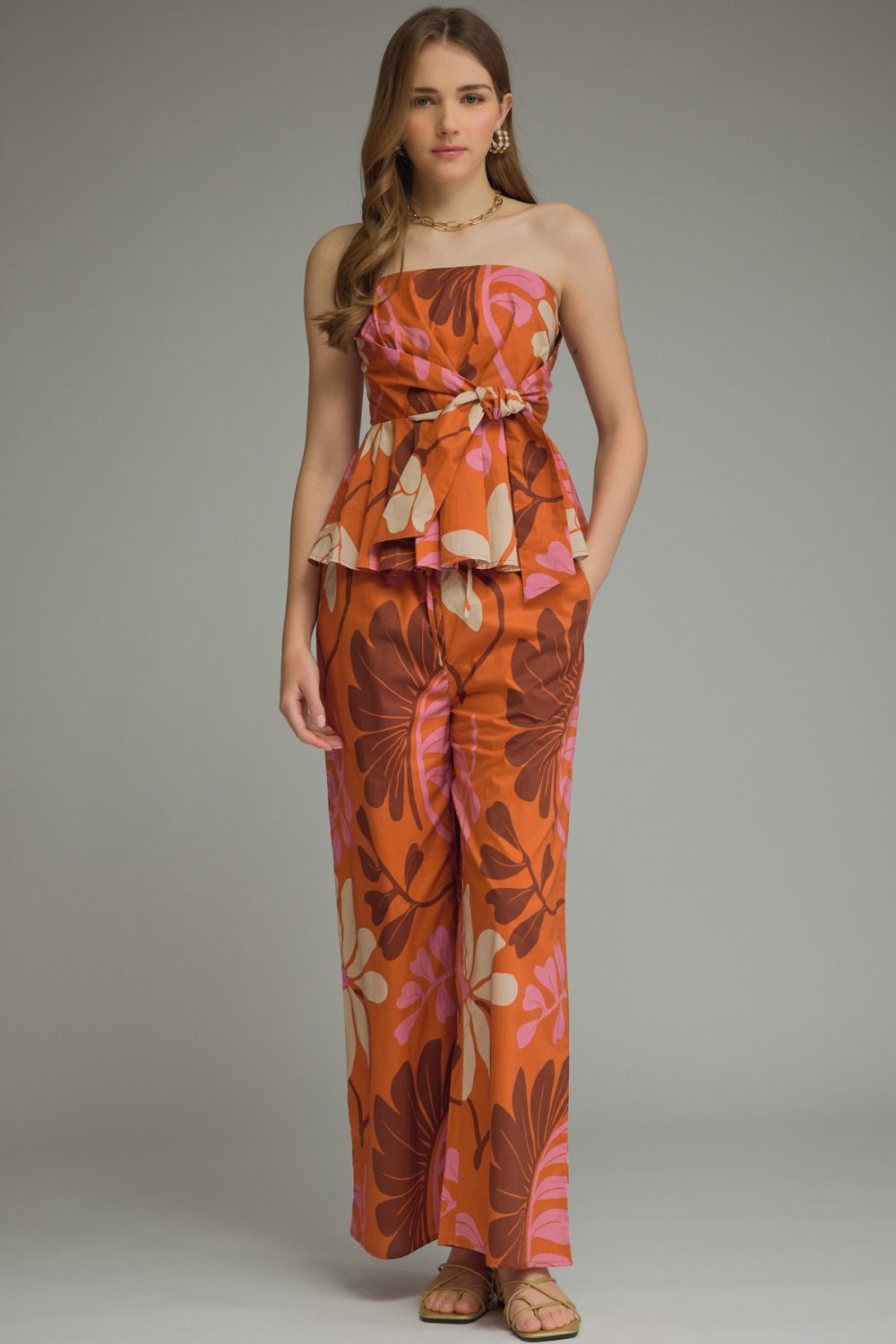 Floral Print Wide Leg Pants