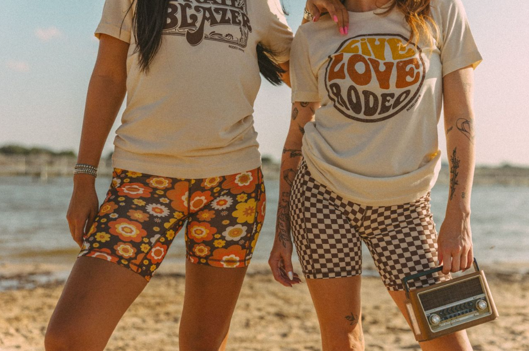 Brown Checkered Biker Shorts