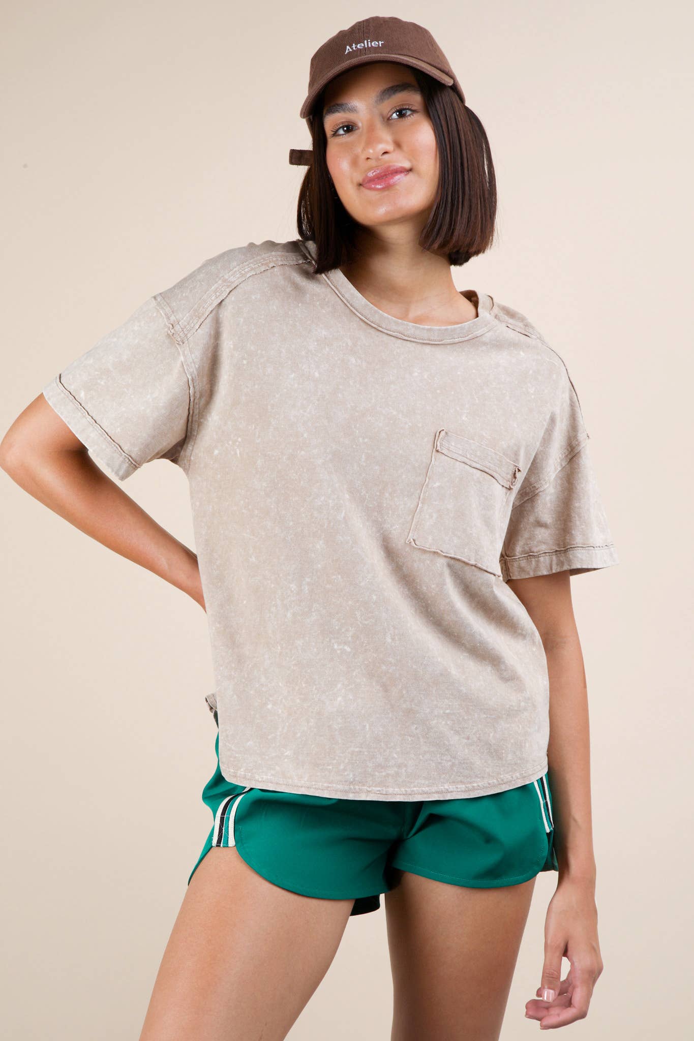 Mineral Washed Knit Pocket Tee