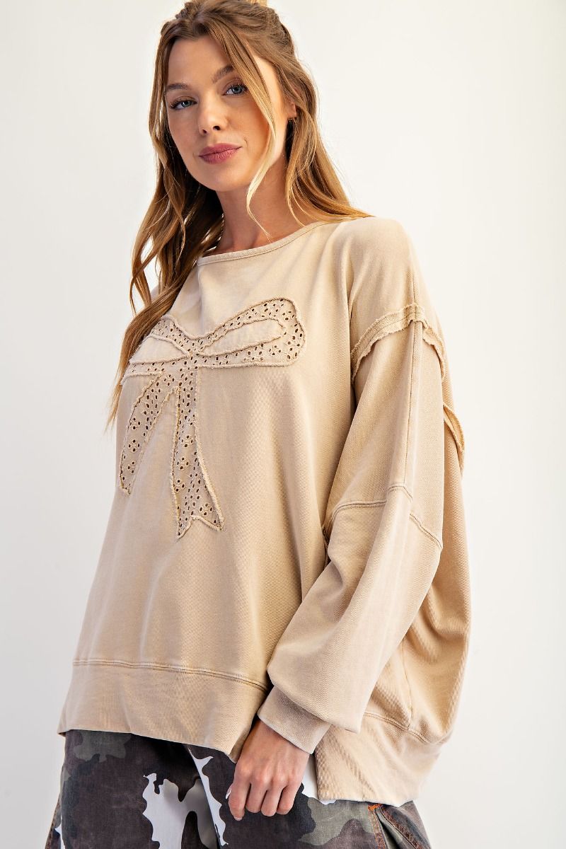 Lace Bow Patch Sweatshirt