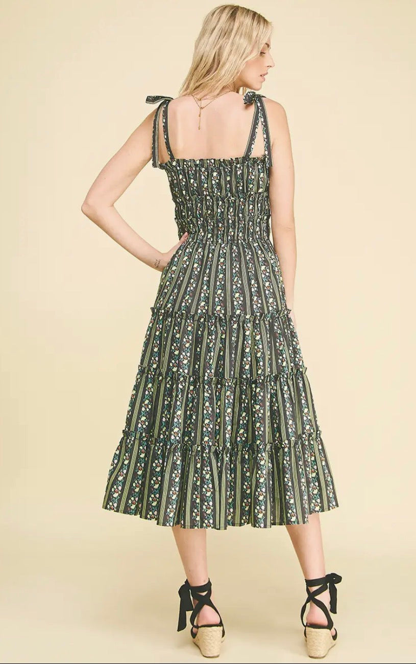 In The Meadows Floral Tiered Midi Dress