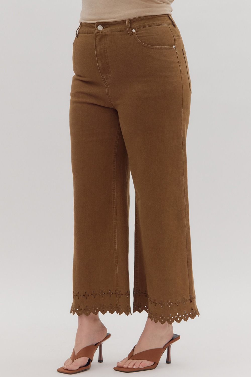 Eyelet Hem Pants - Plus