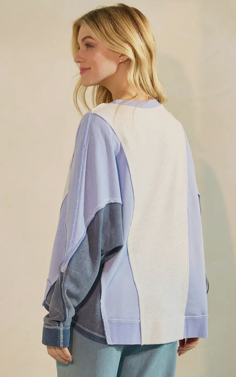 Feelin’ Blue Color Block Pullover