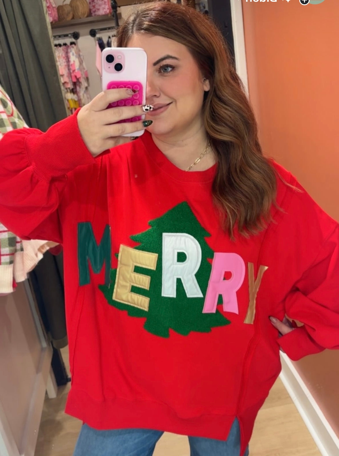 Merry Patch Oversized Holiday Sweatshirt