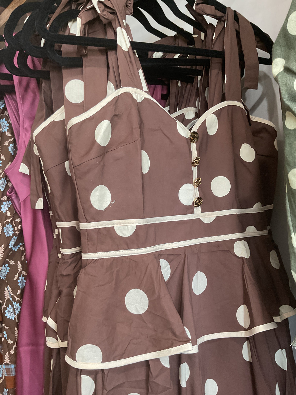 Chocolate Polka Dot Midi Dress