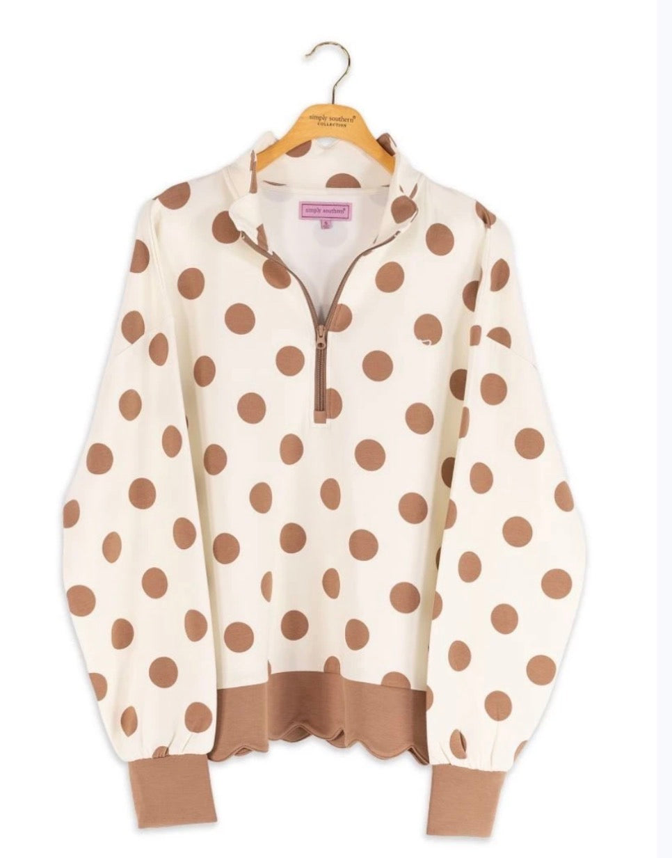 Simply Southern Scalloped Polka Dot Pullover