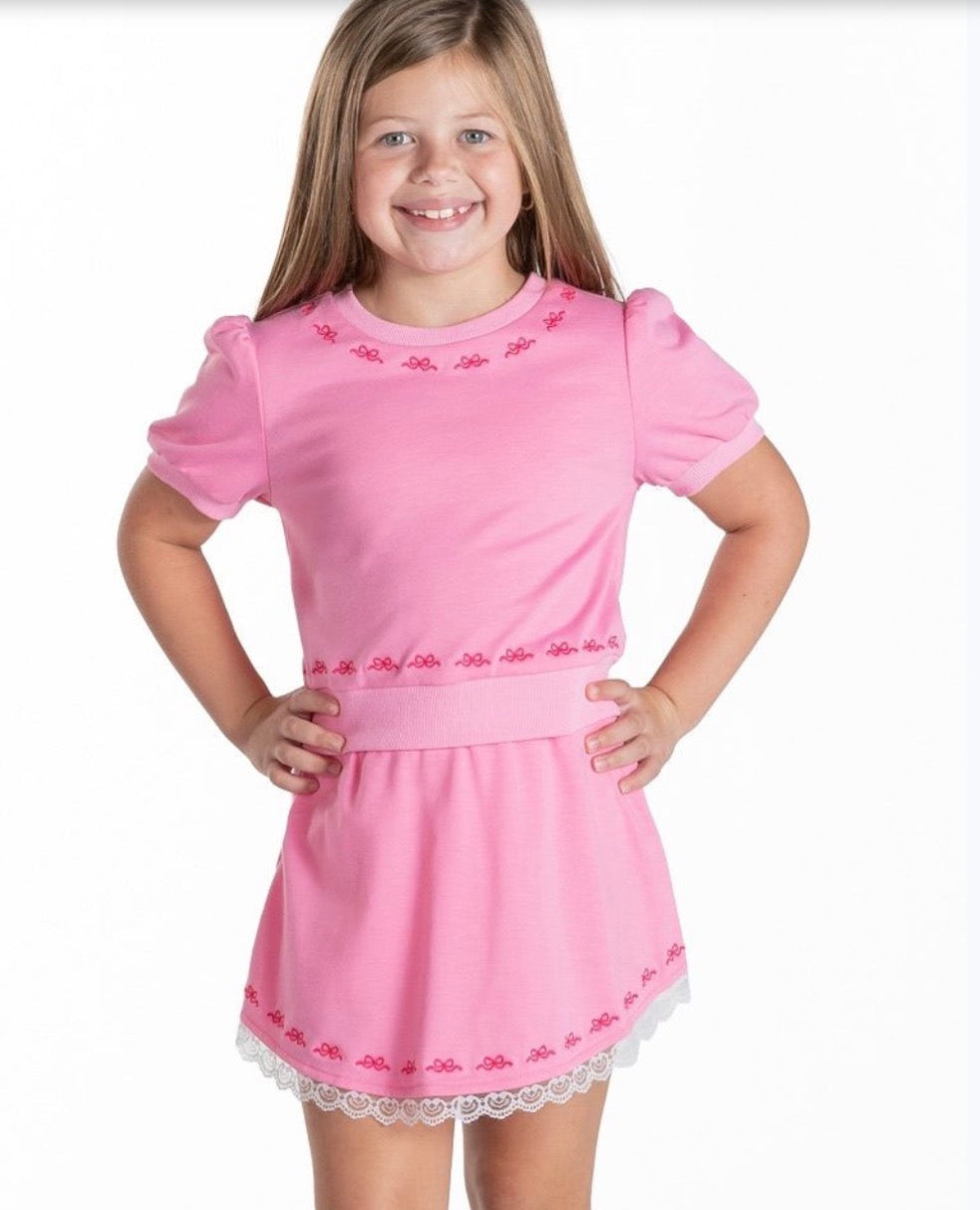 Girl’s Pink Bow + Lace Set