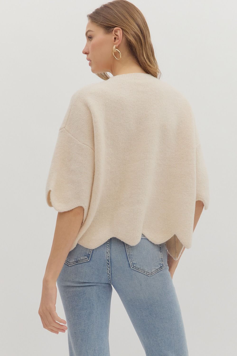 Scalloped Hem Sweater Top