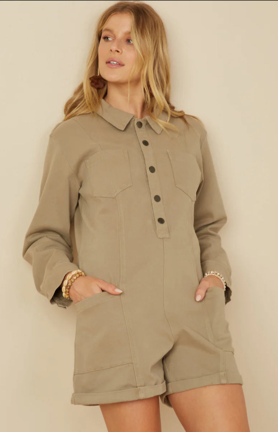 Button Up Cargo Romper