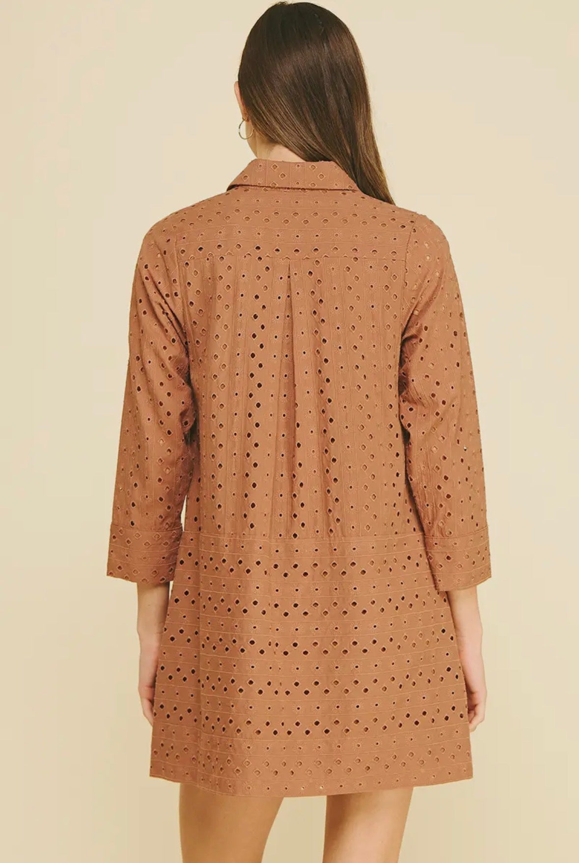 Eyelet Detailed Mini Dress