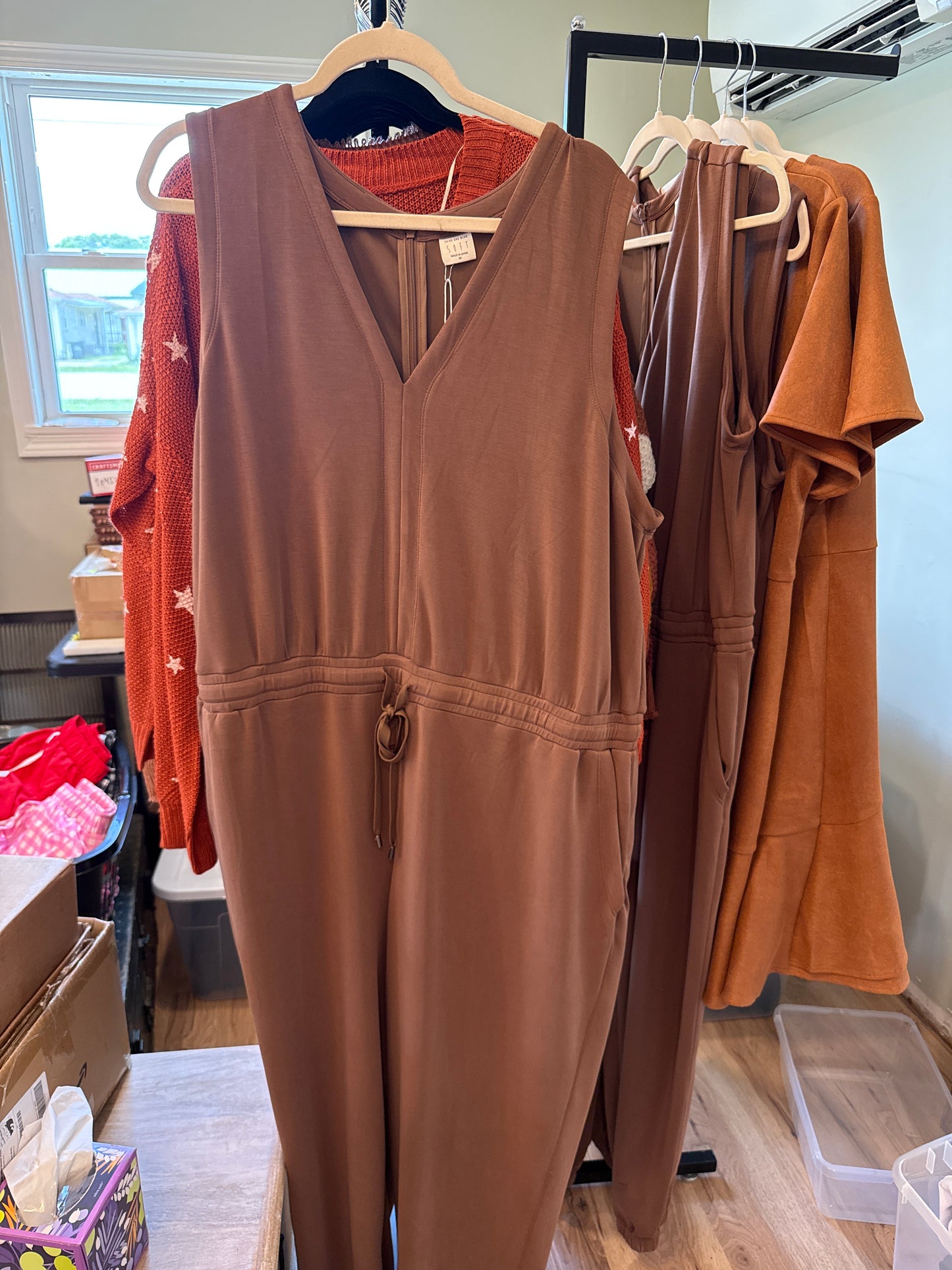 Plus | Brown Sleeveless Jumpsuit