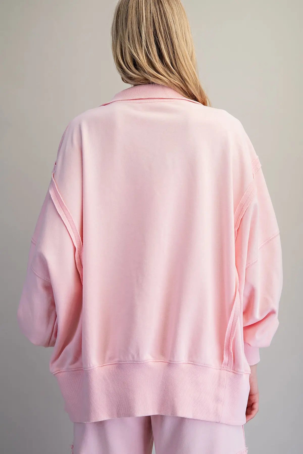 Washed Long Sleeve Pullover - Pink