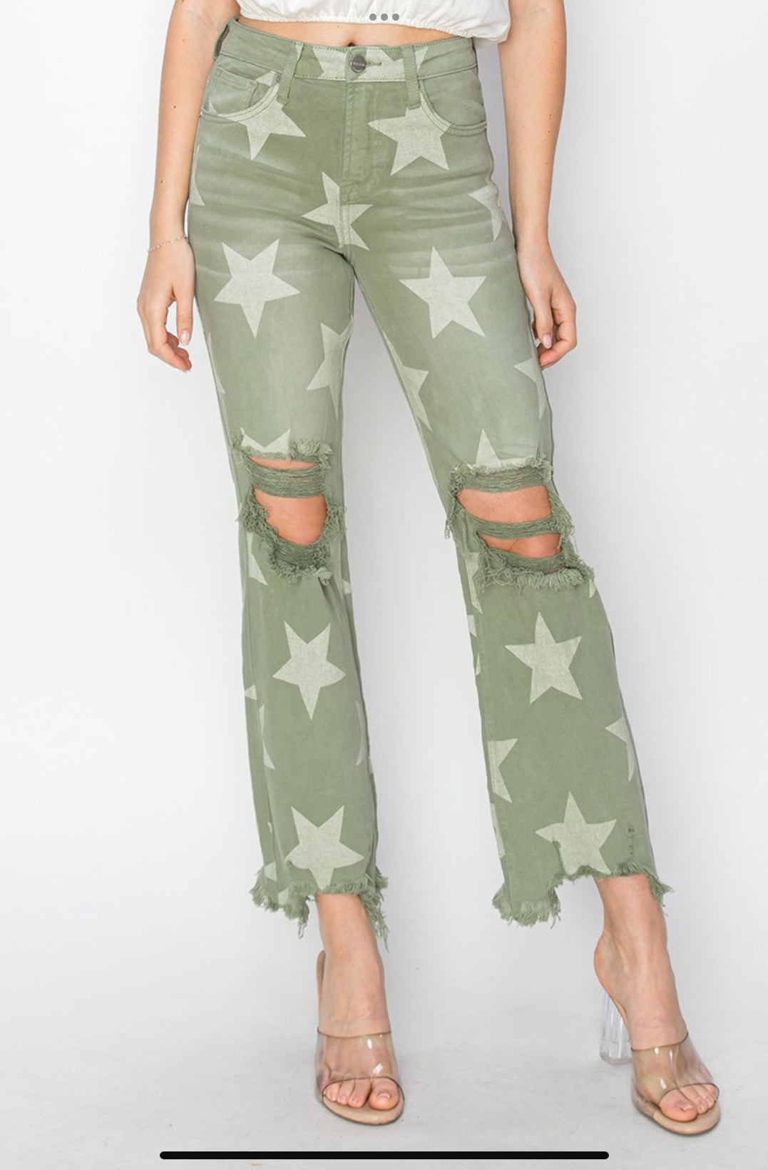 Sage Star Printed Denim