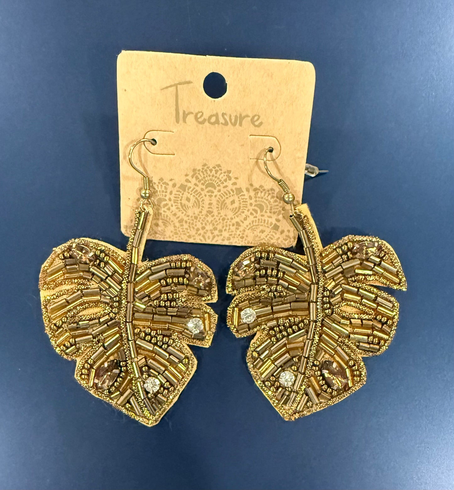 Beaded Tropical Leaf Earrings