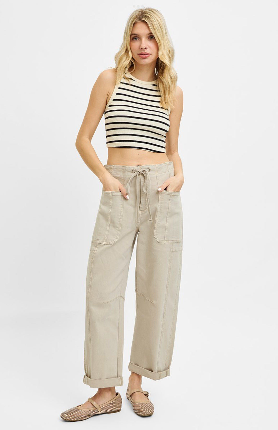 Almond Crop Barrel Denim