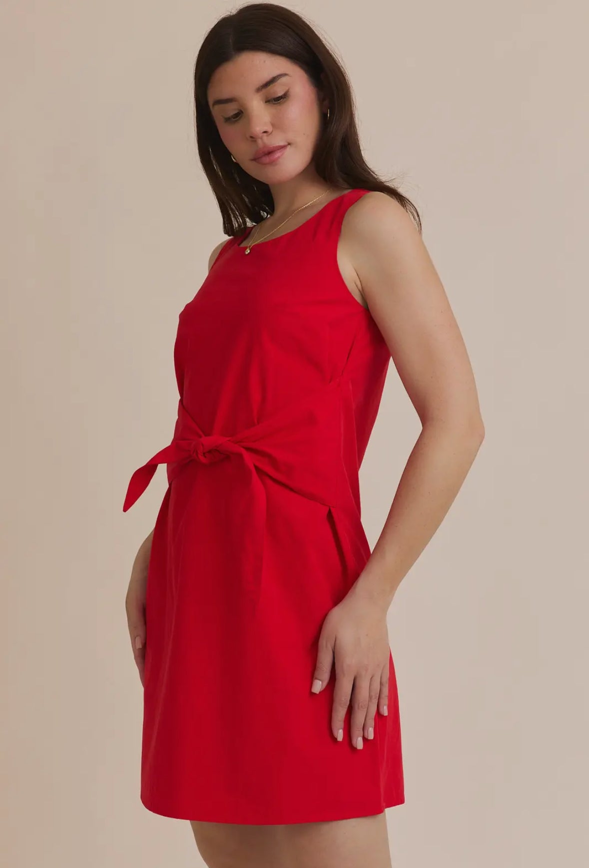 Scoop Neck Tie Front Dress