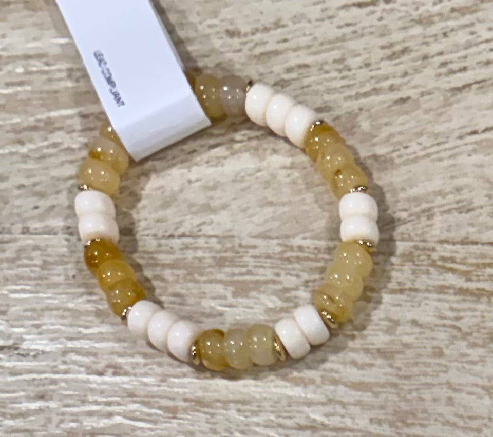 Yellow + Ivory Beaded Bracelet