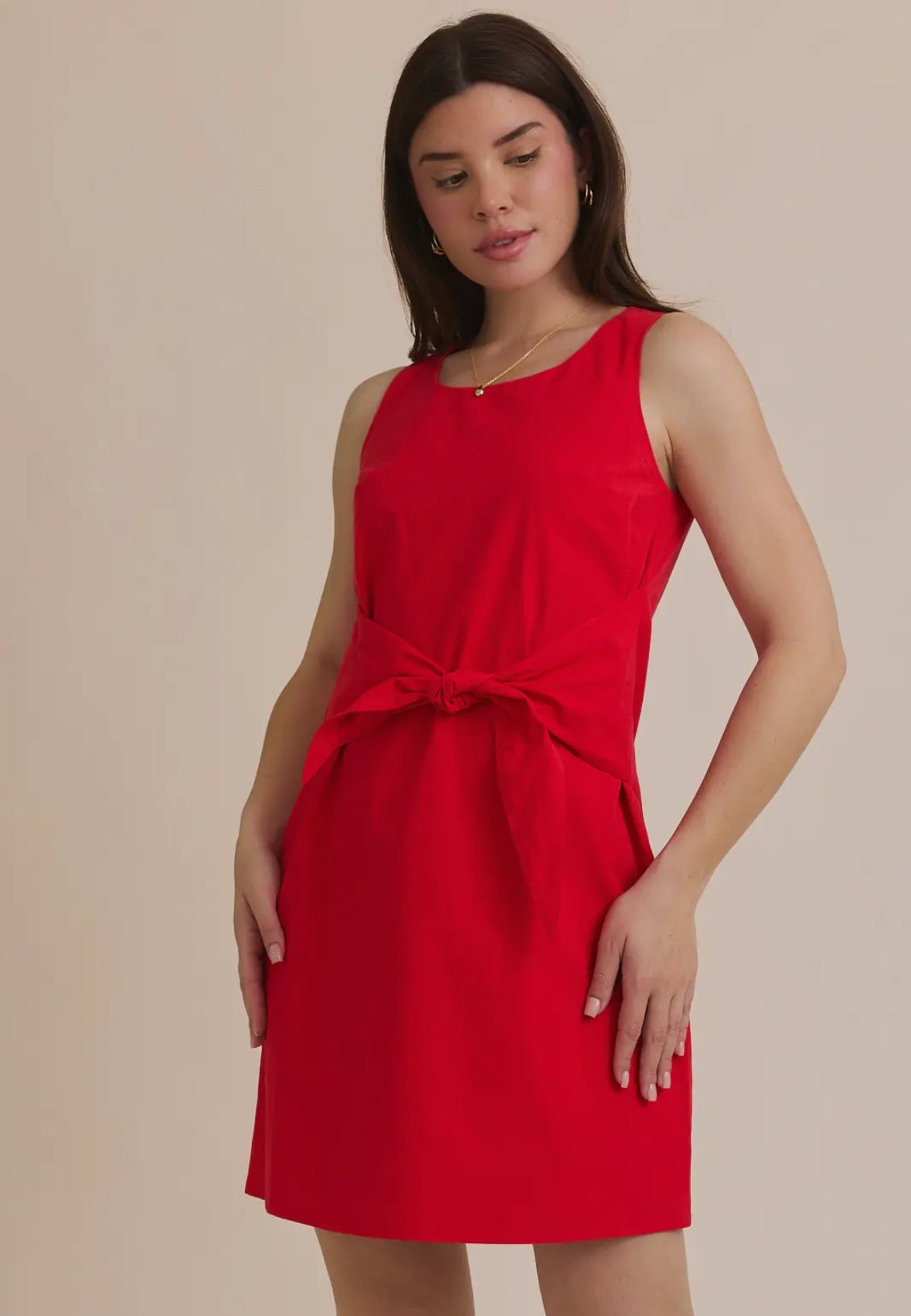 Scoop Neck Tie Front Dress