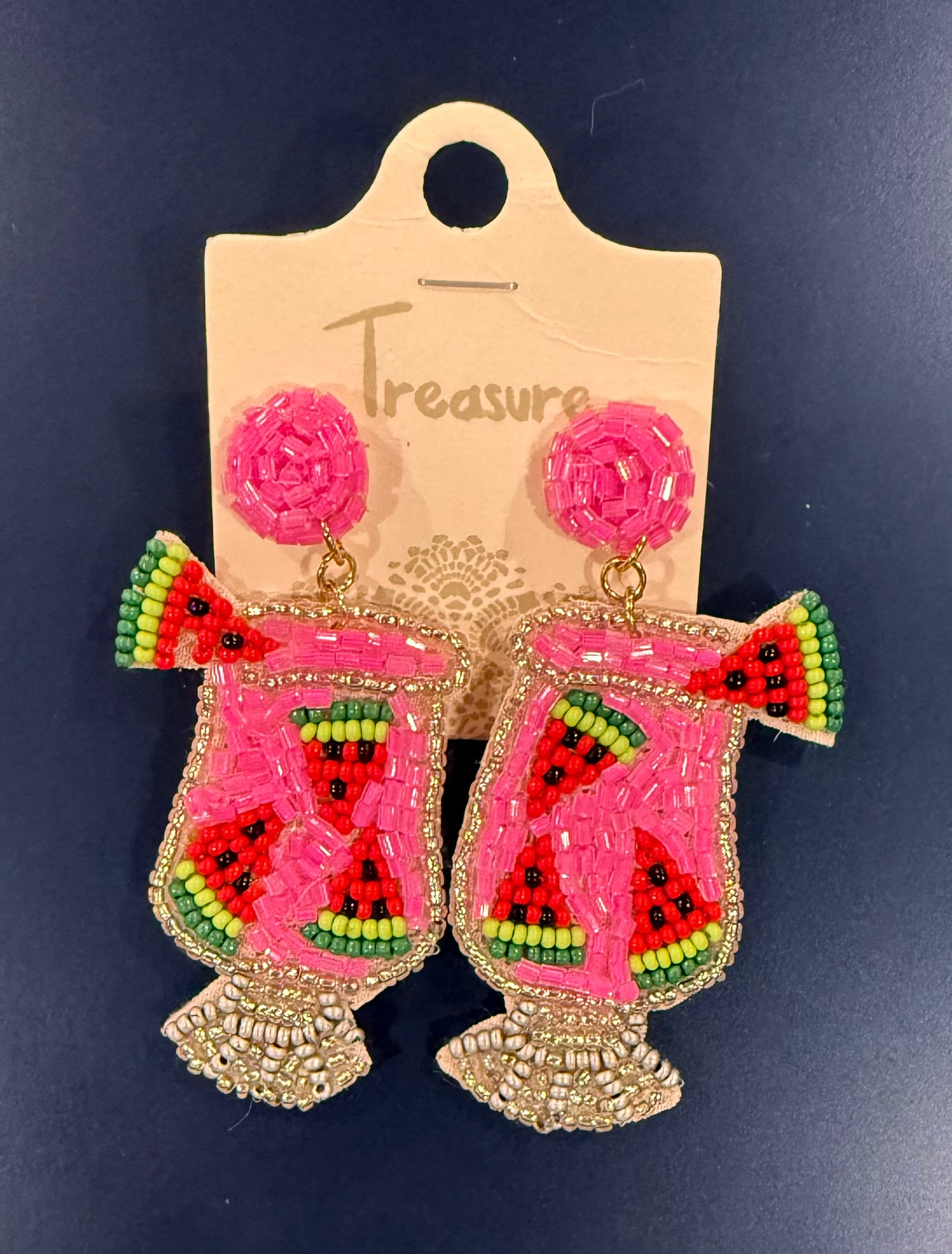 Sip of Summer Watermelon Beaded Earrings