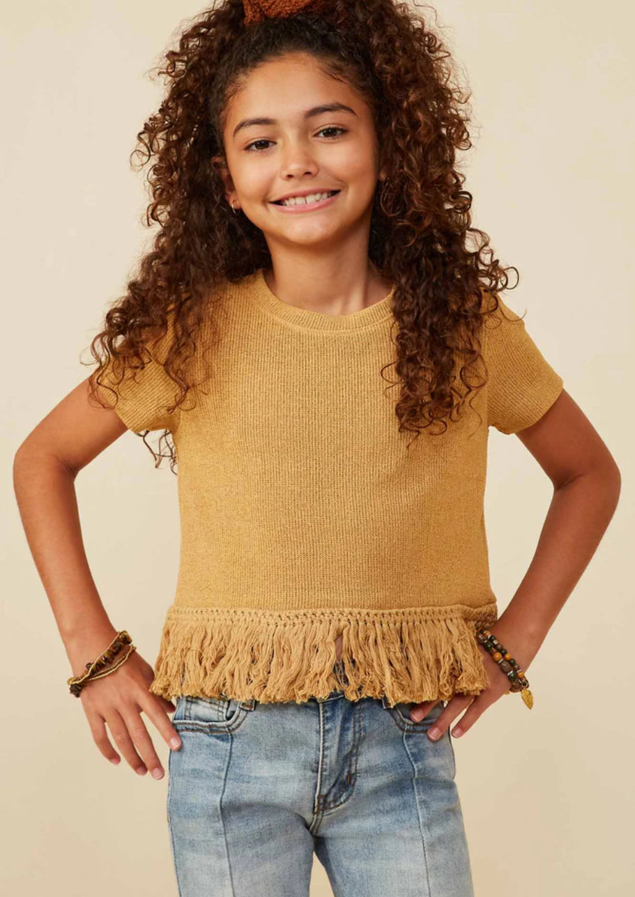 Mustard Fringe Top