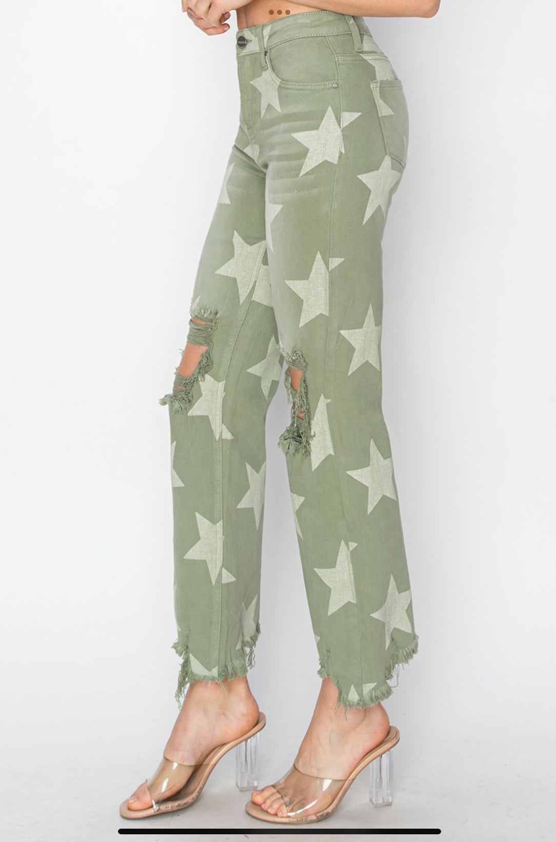 Sage Star Printed Denim