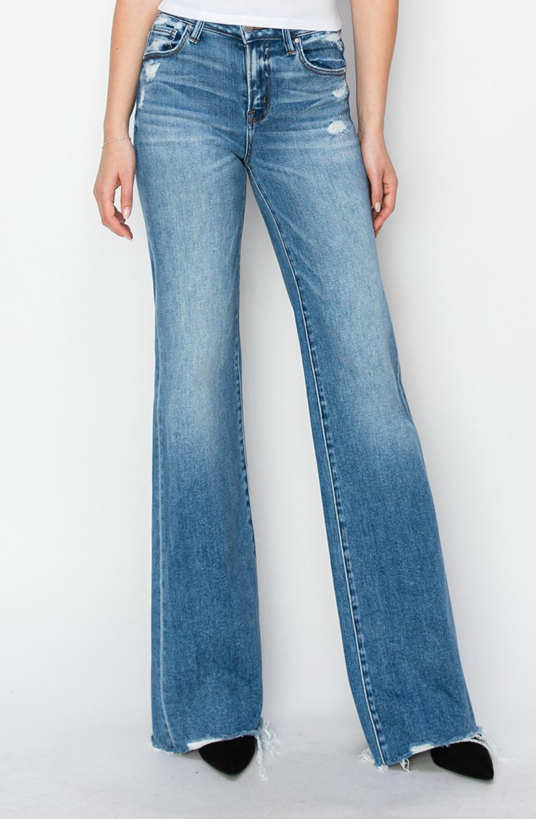 Emma Mid Rise Raw Hem Denim