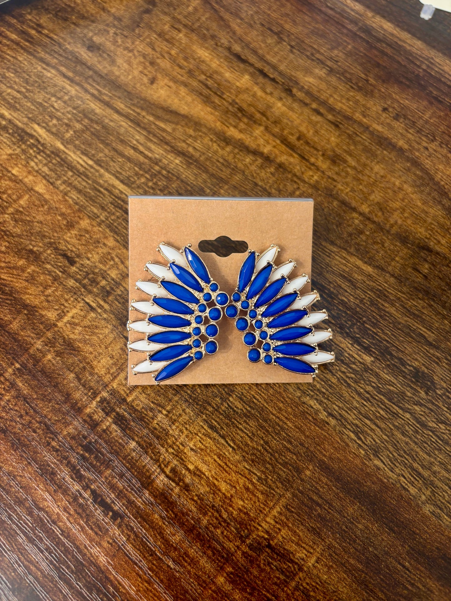 Blue + White Fan Earring