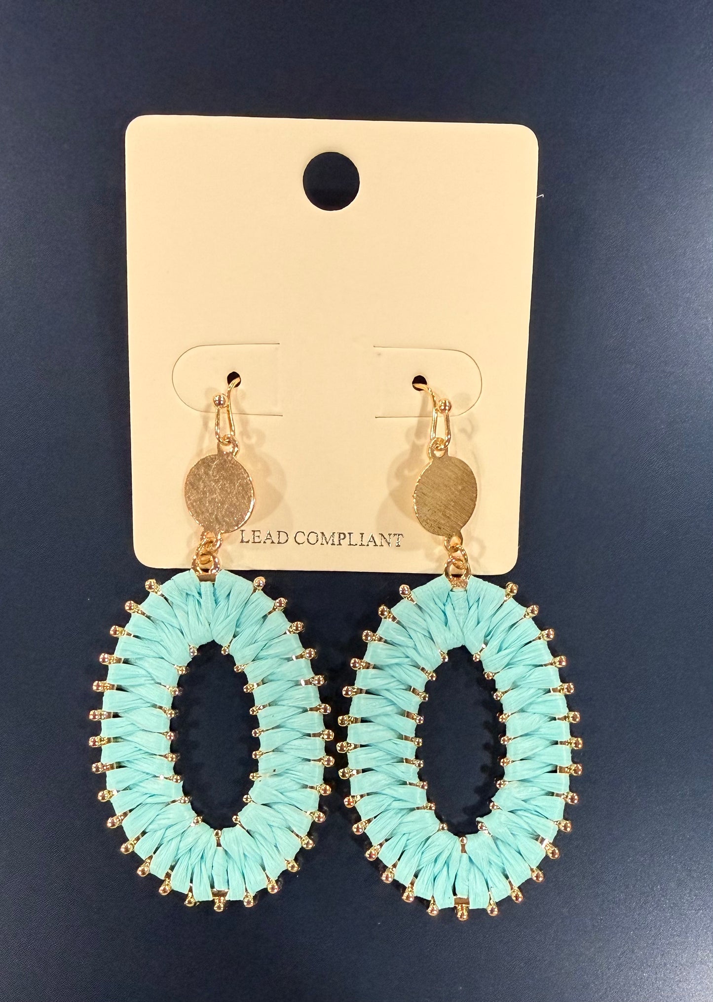 Raffia Oval Earring - Teal