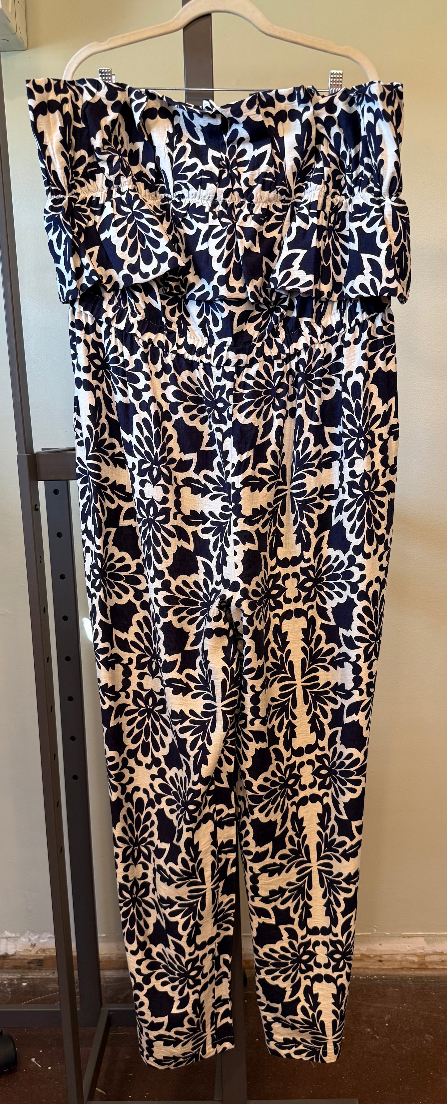 Printed Strapless Jumpsuit - Plus