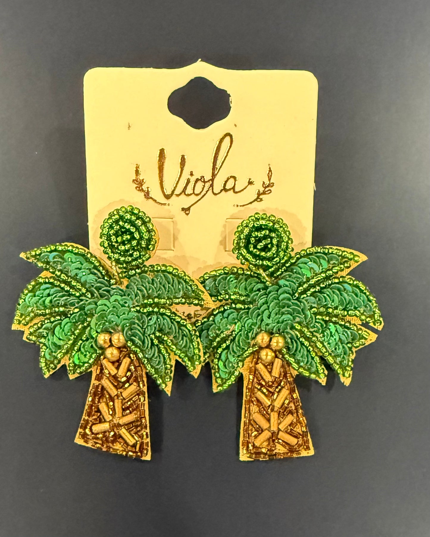 Beaded Palm Tree Earrings