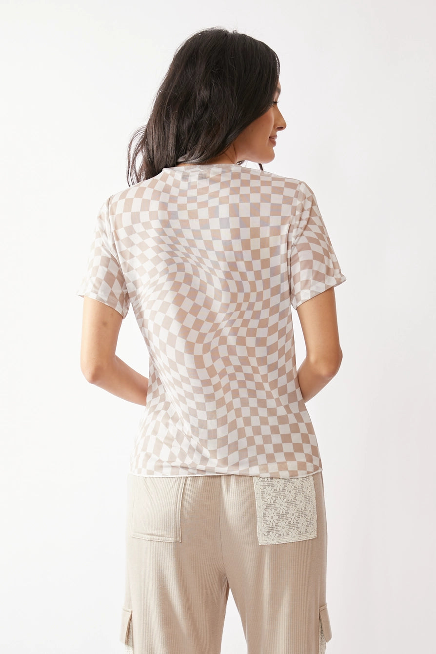 Checkered Layering Top-Short Sleeve