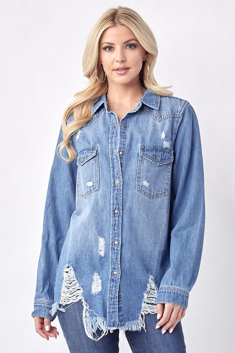 Distressed Denim Shirt