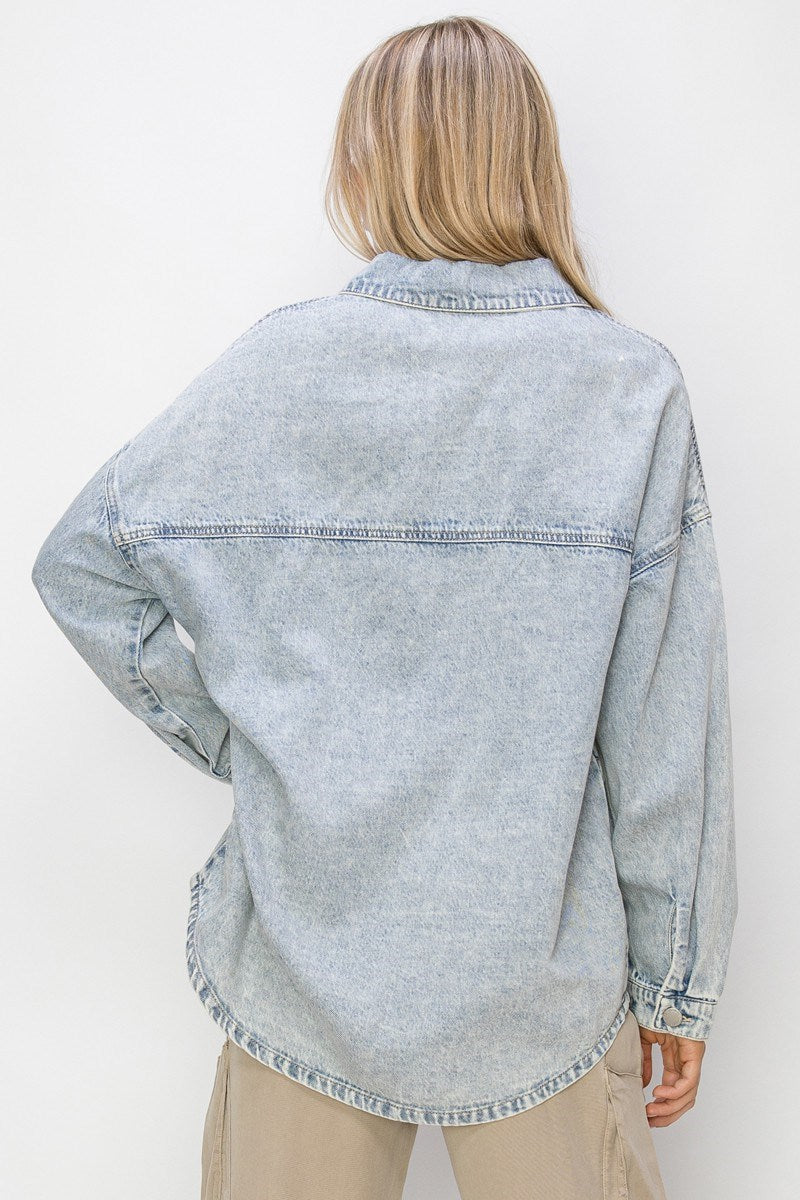 Light Wash Oversized Denim Shirt