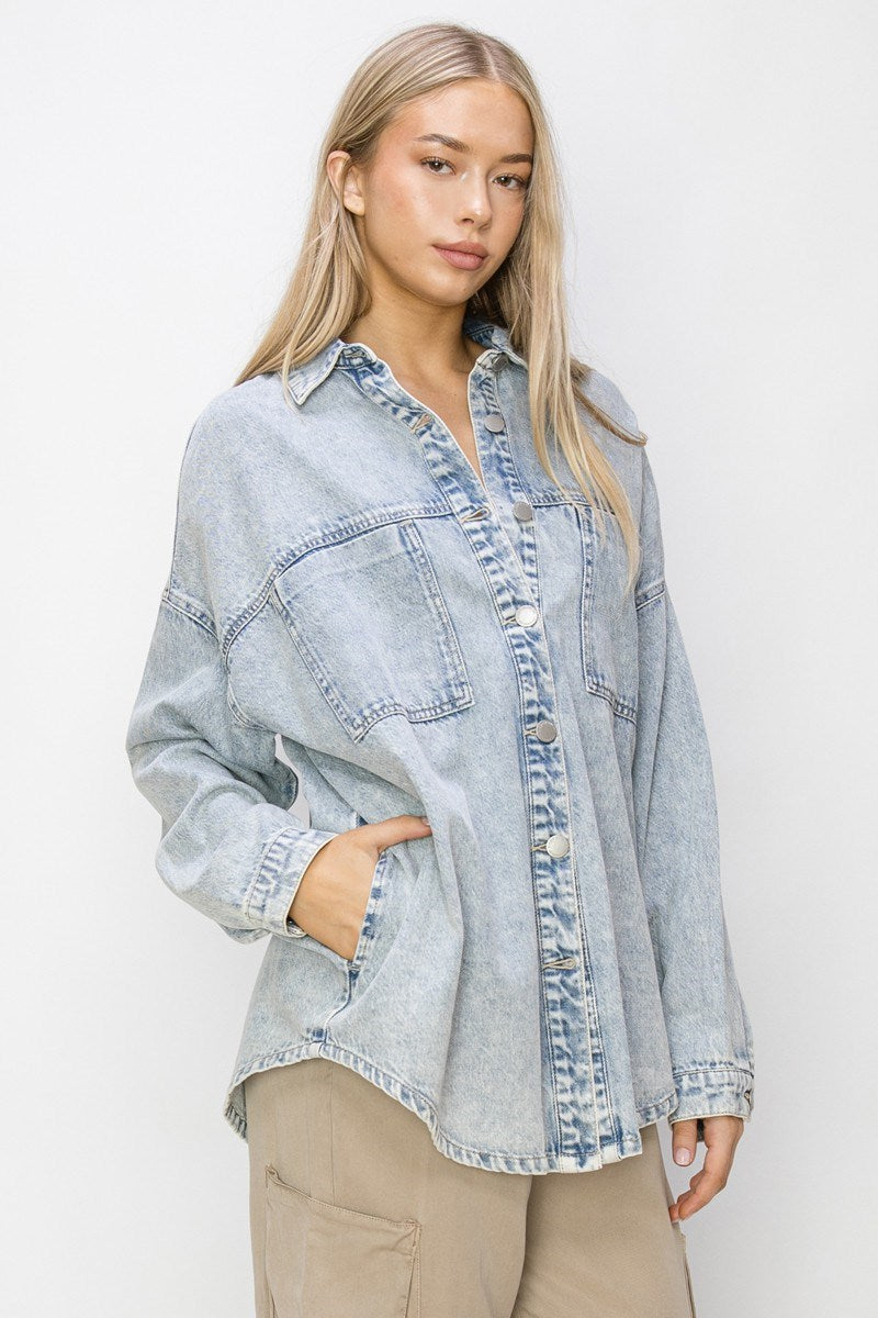 Light Wash Oversized Denim Shirt
