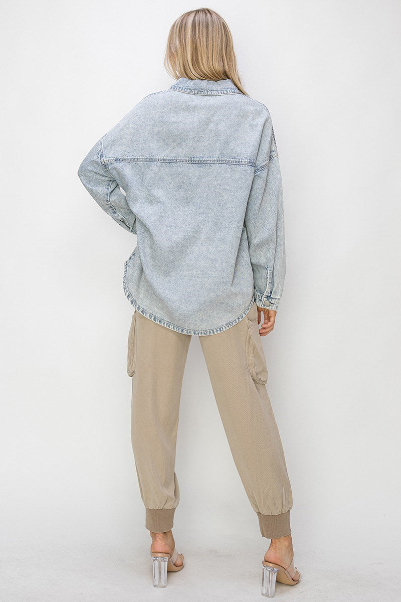 Light Wash Oversized Denim Shirt