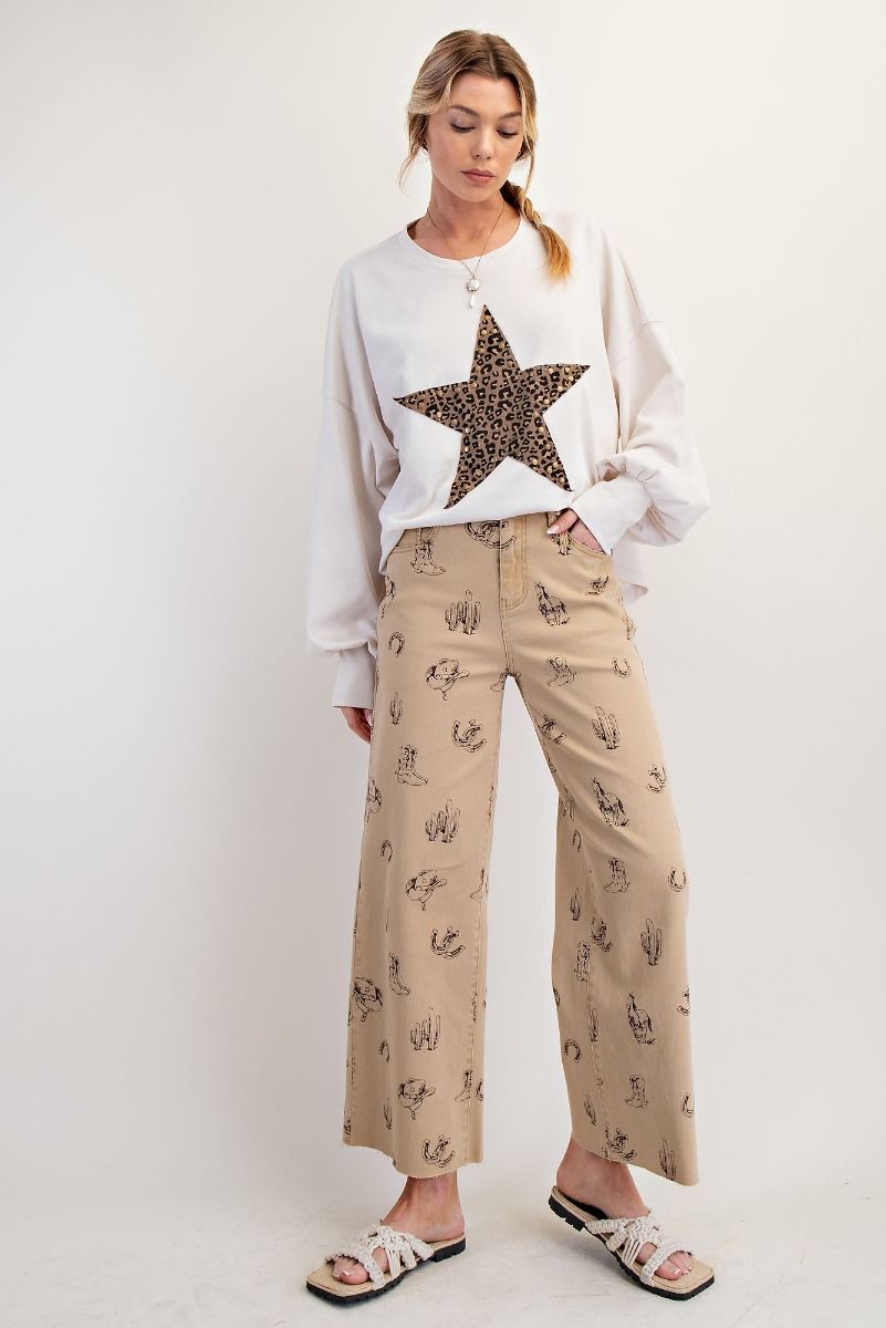 Leopard Star Patch Top