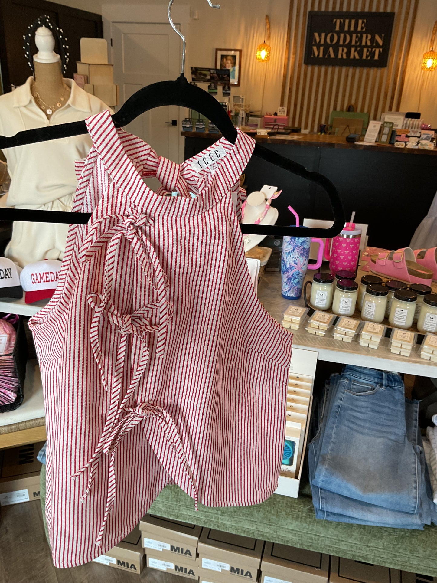 Red Striped Tie Tank