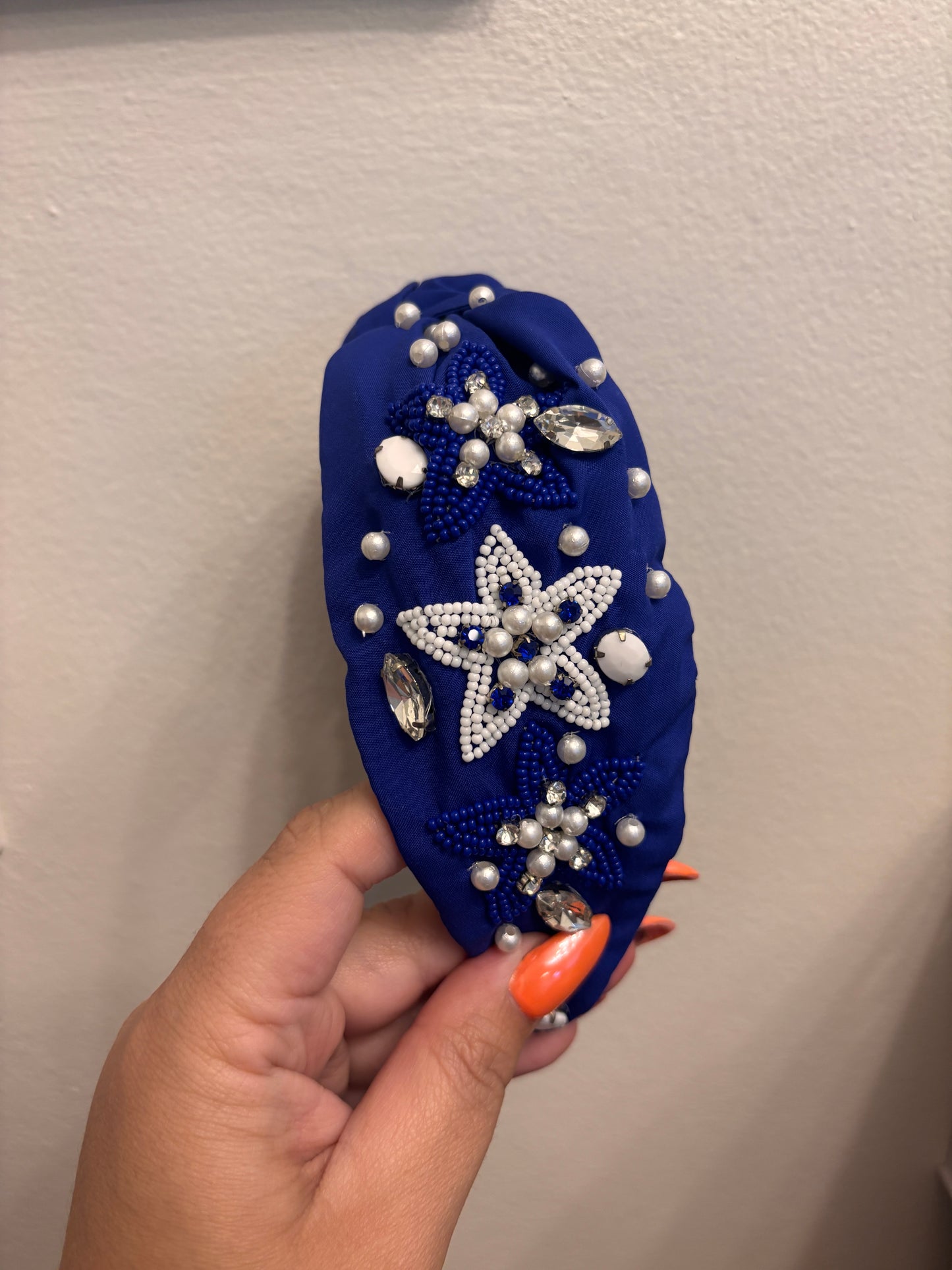 Blue Star Beaded Headband