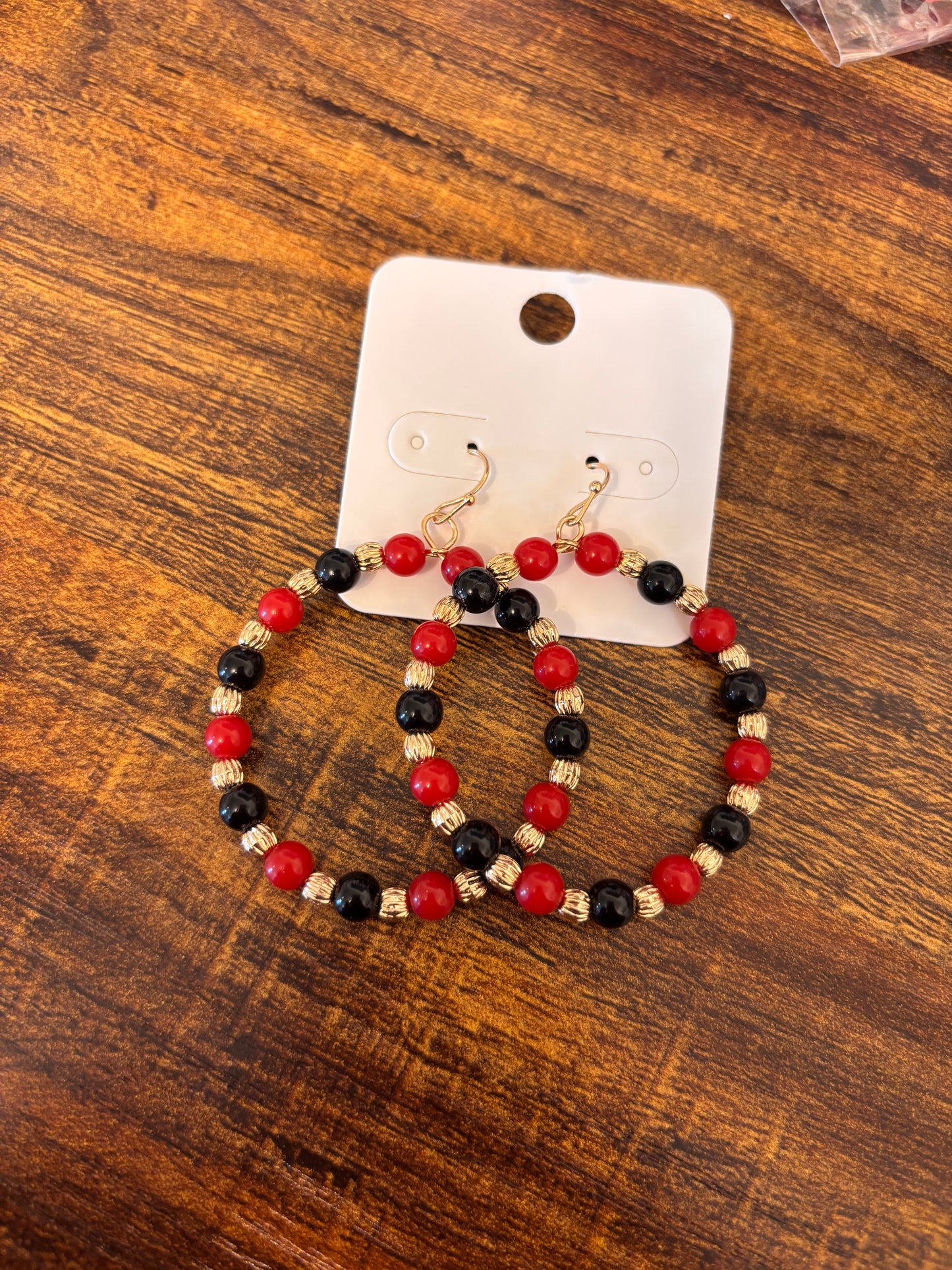 Red + Black + Gold Hoops