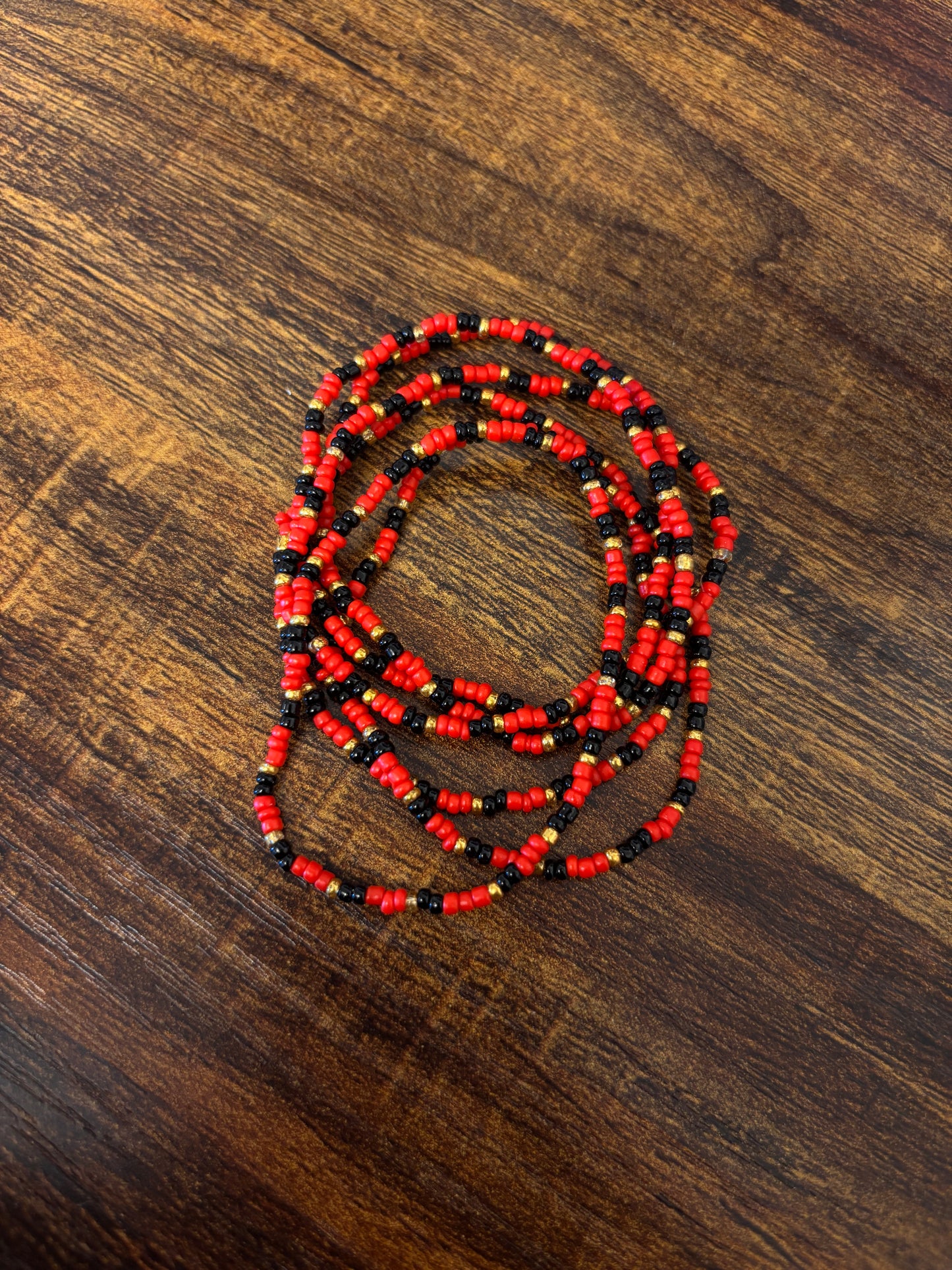 Red + Black Beaded Bracelet Set