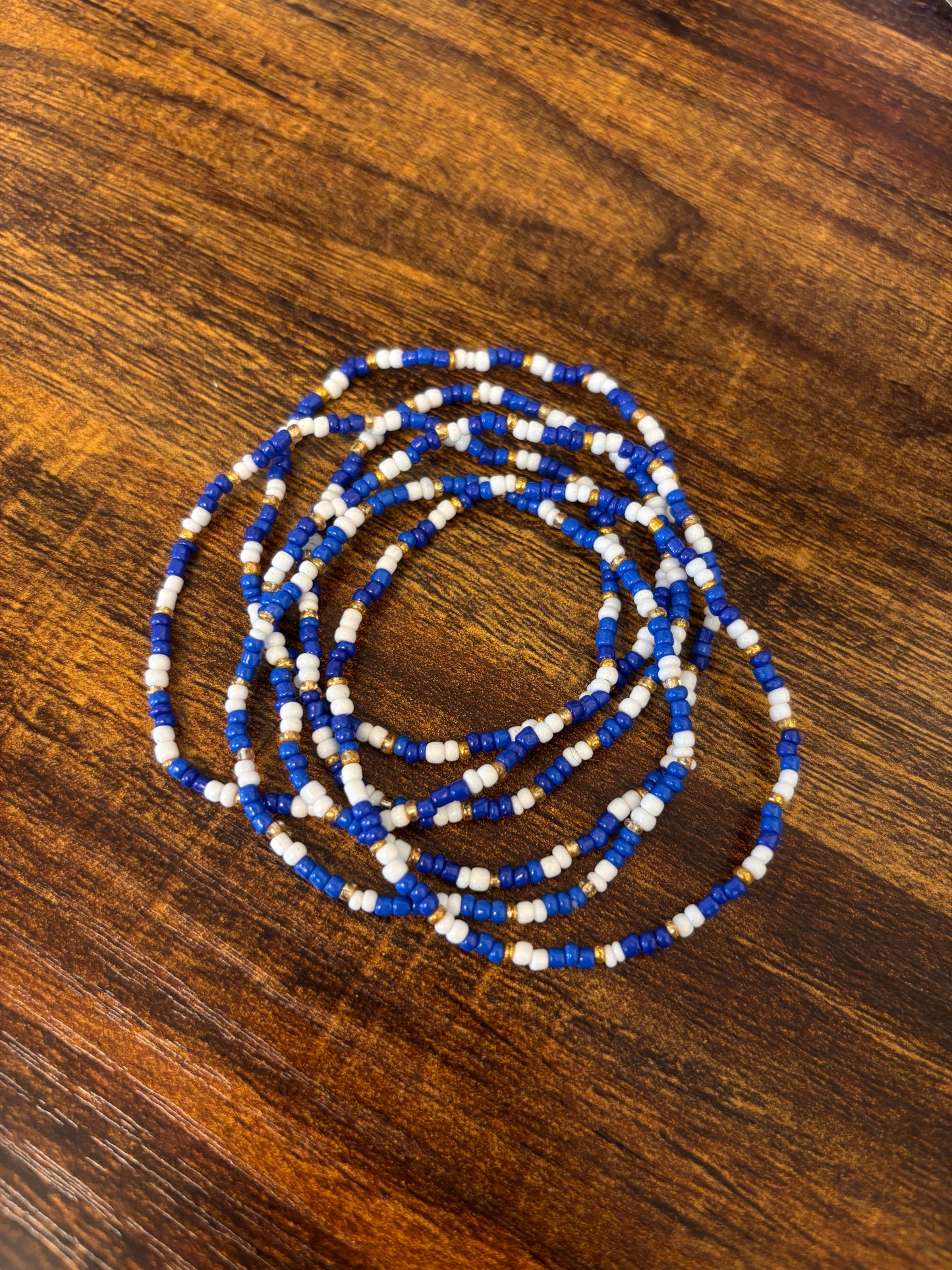 Blue + White Beaded Bracelet Set