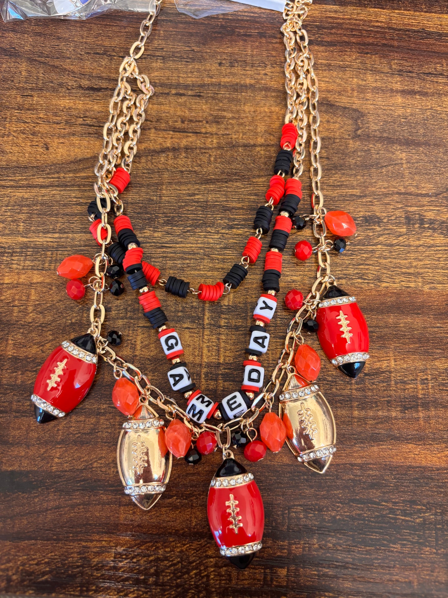 Red + Black Gameday Layered Necklace