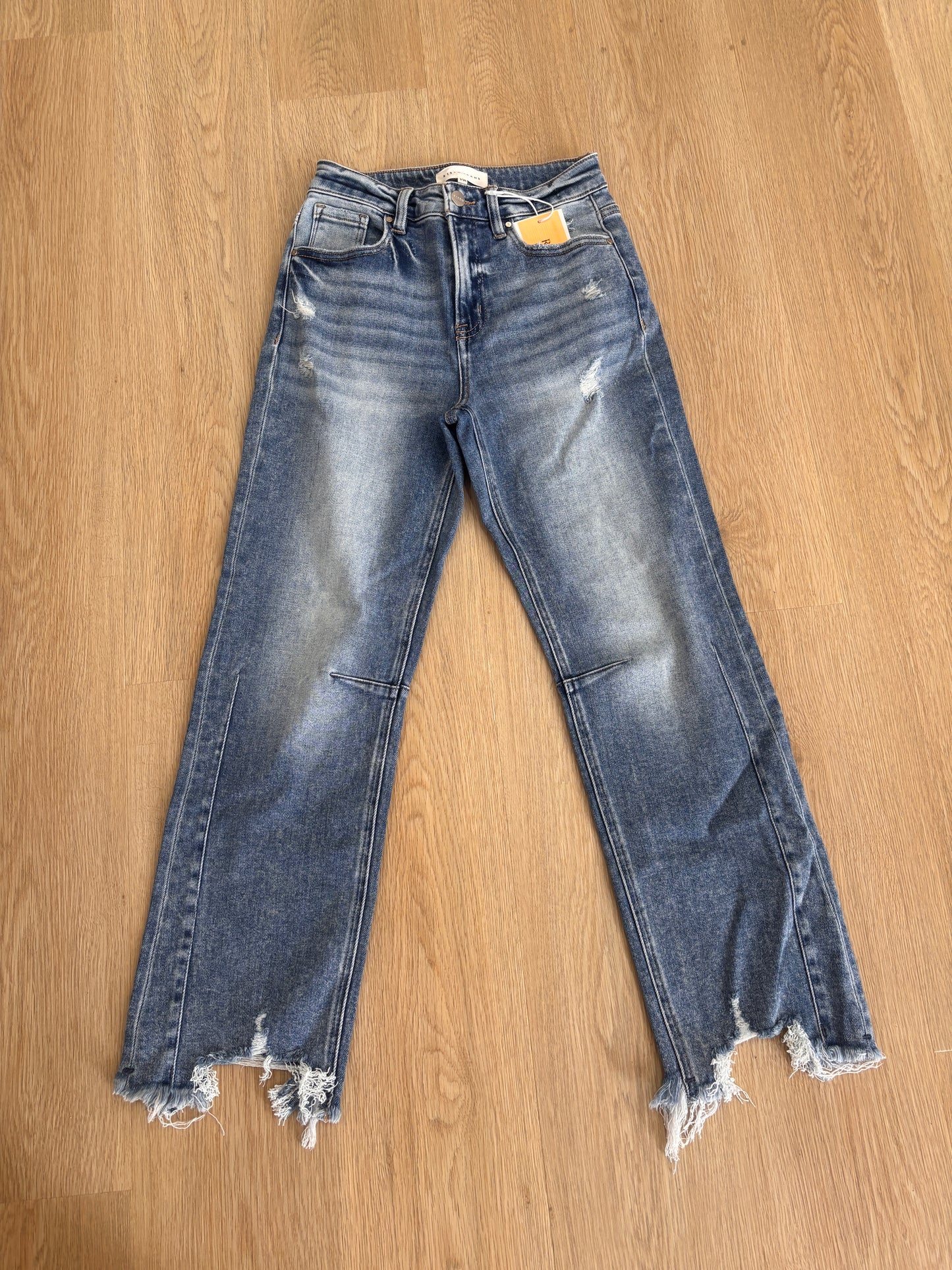 Taylor Straight Leg Distressed Hem Denim