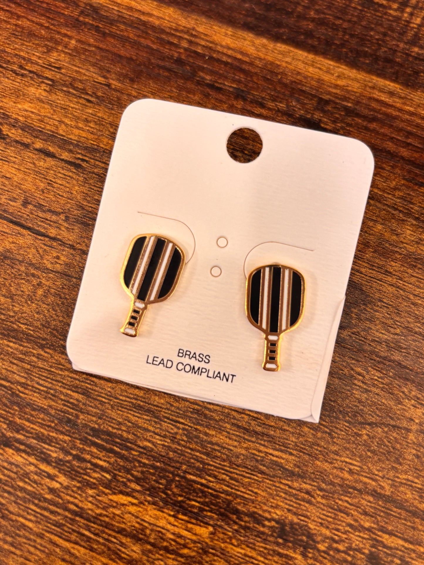 Pickle Ball Paddle Stud Earring - Black