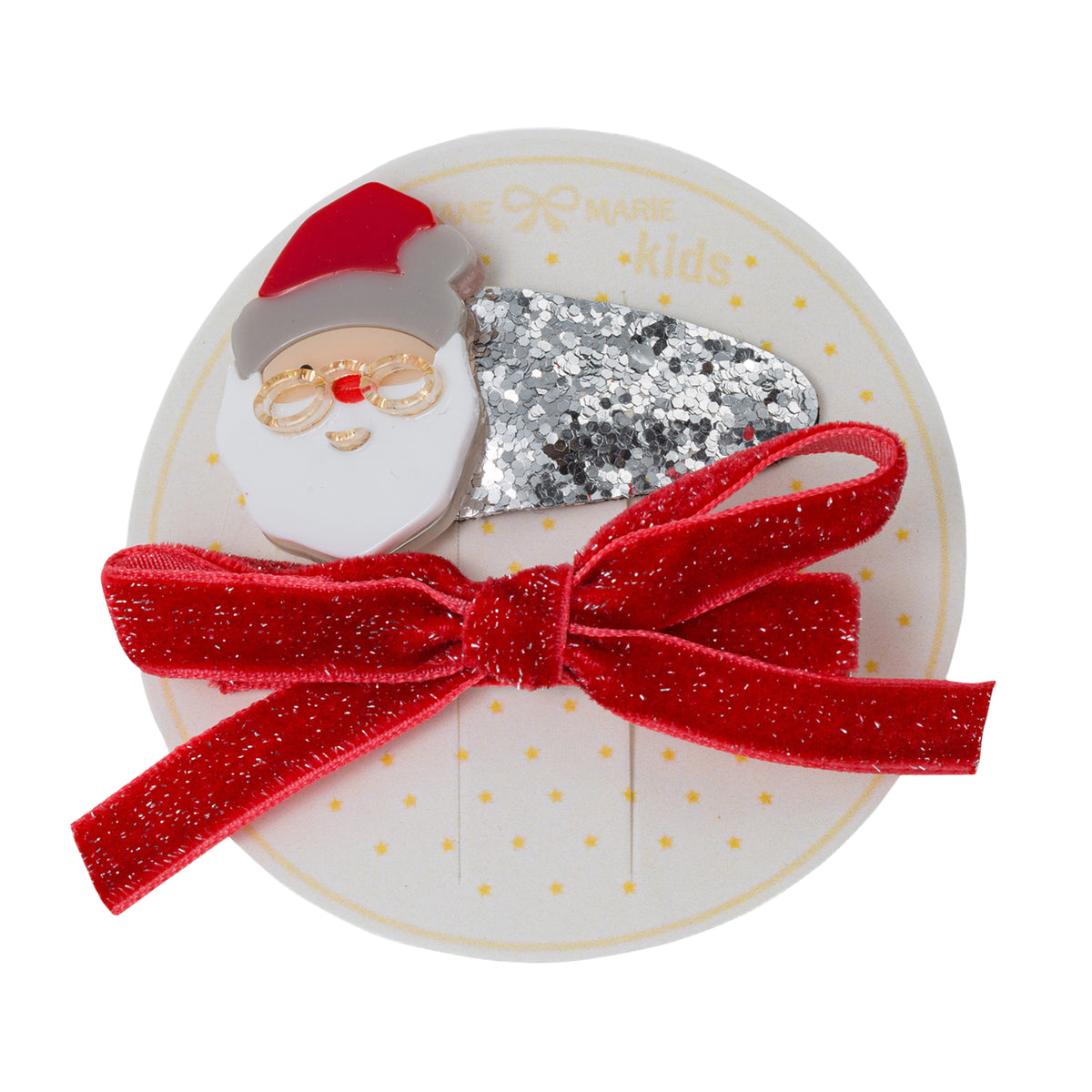 Kids Christmas Santa + Bow Clip
