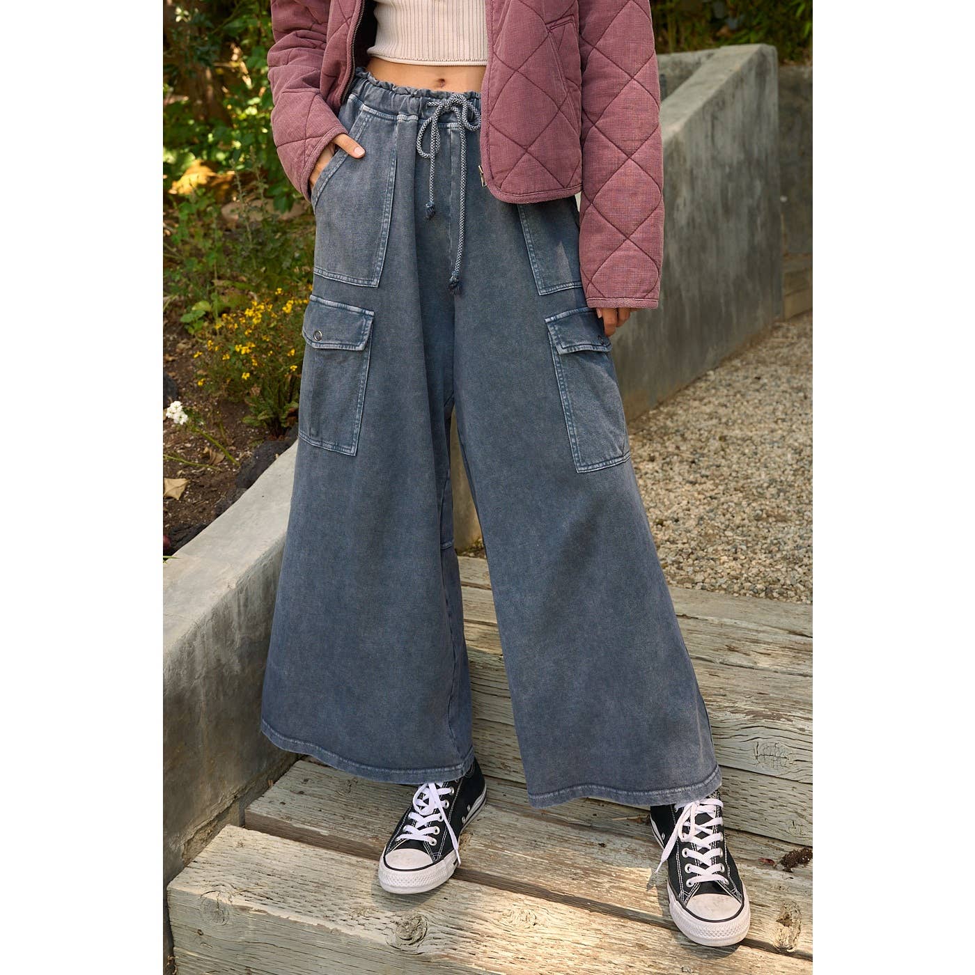 French Terry Knit Cargo Pants