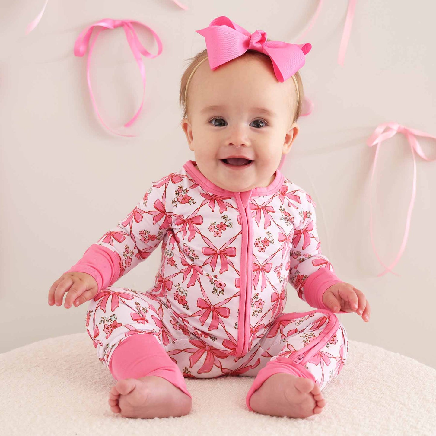Bow Besties Bamboo Zip Romper