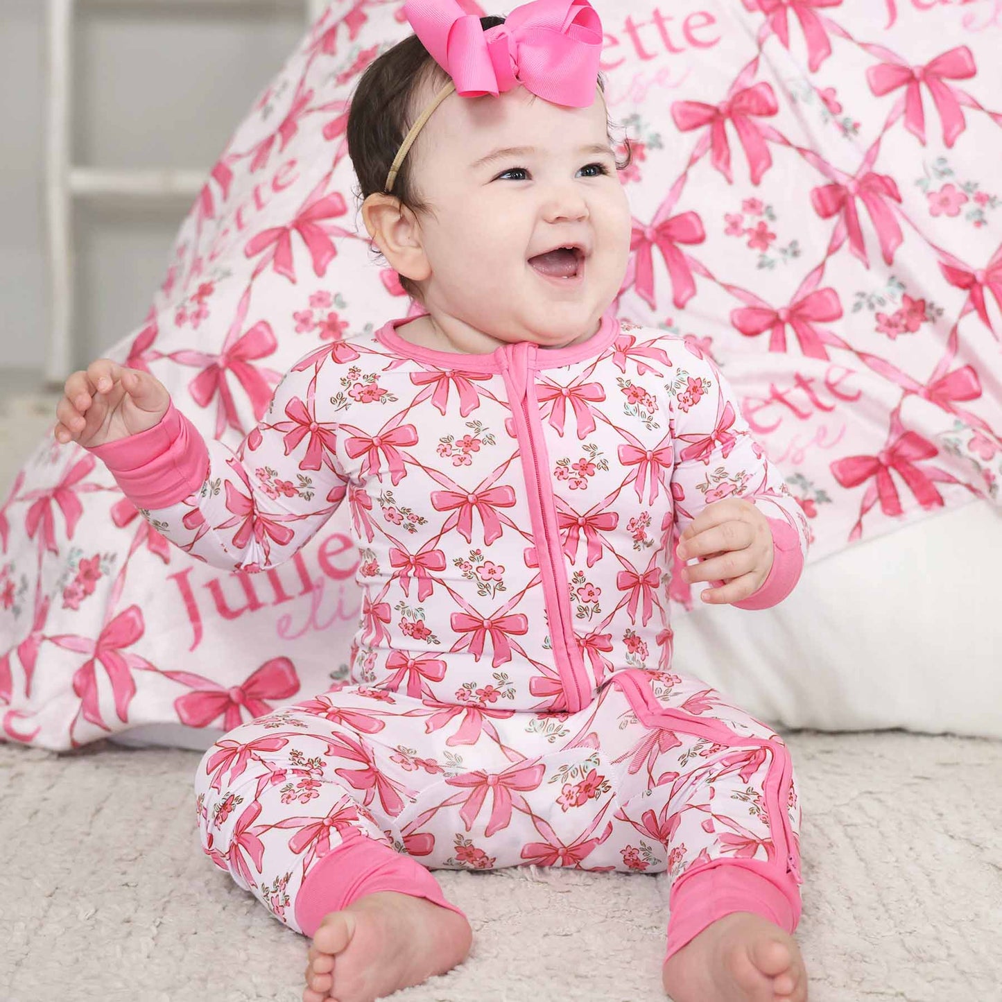 Bow Besties Bamboo Zip Romper