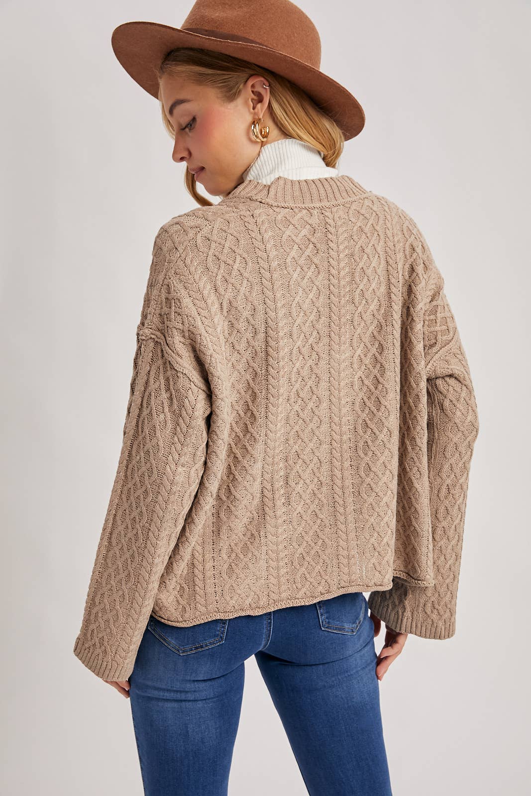 Latte Cable Knit Cardigan