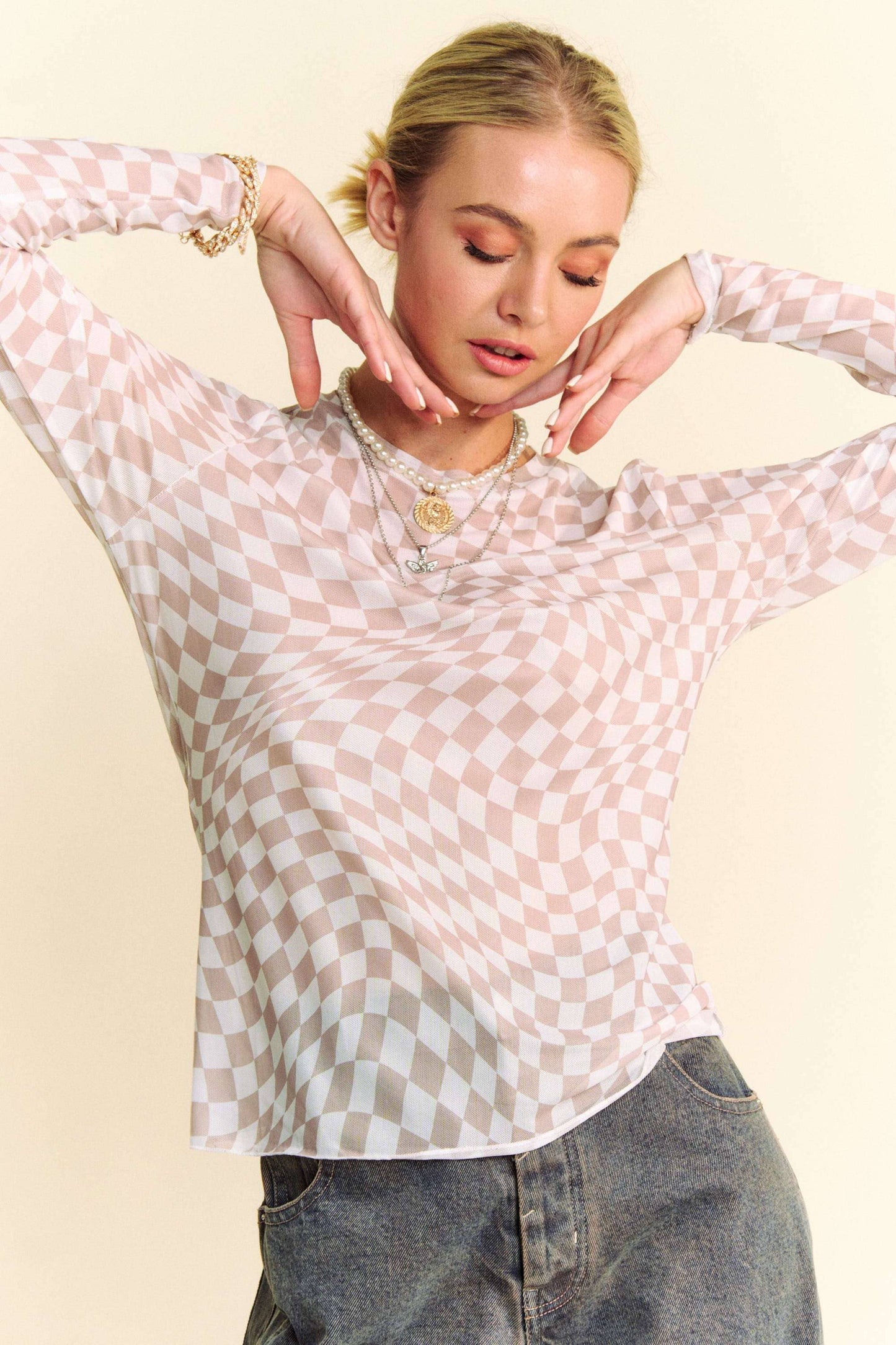 Checkered Layering Top